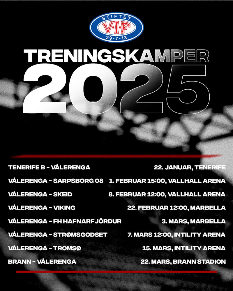 2025 VIF herrer A treningskamper